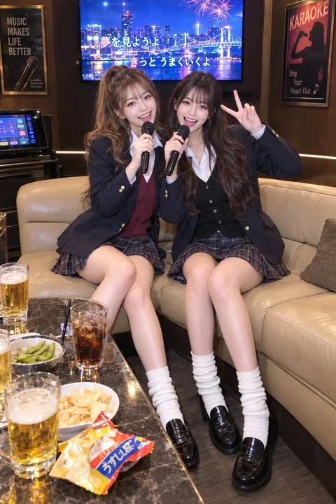 日式卡拉OK双人女性全身摄影