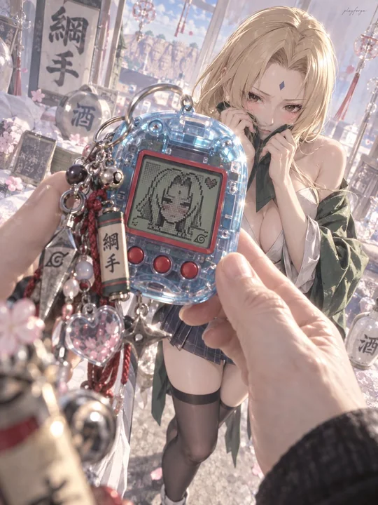 纲手透明电子宠物机梦幻日系插画