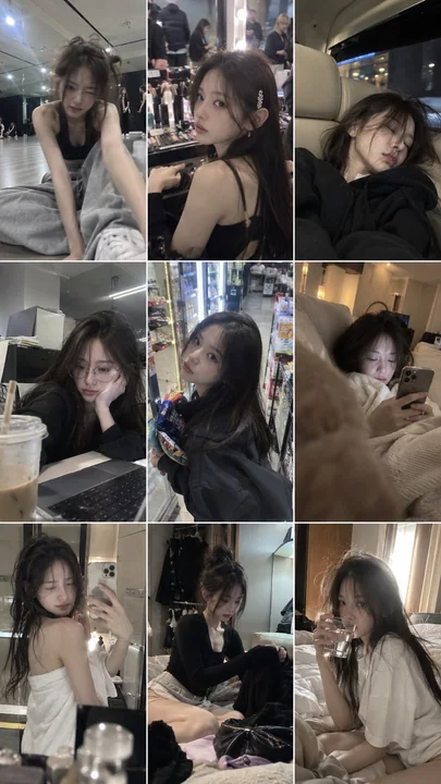 KPOP女团成员日常九宫格手机废片感写真