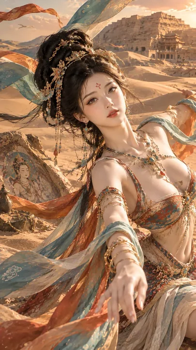敦煌飞天舞姬西域荒漠人像摄影