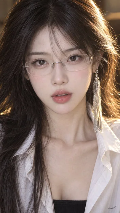 东方现代知性少女面部大特写