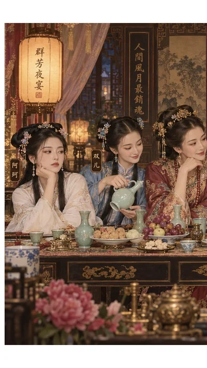 鹿鼎记群芳夜宴清代工笔人物群像