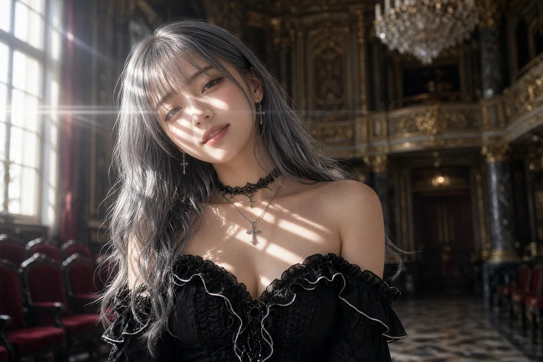 华丽歌剧院中的银发哥特风美女