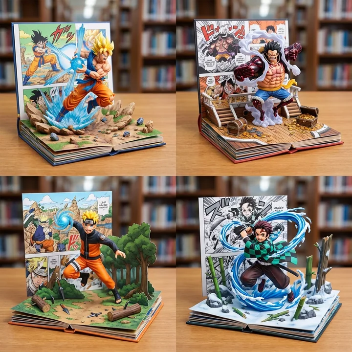 立体書風のマンガキャラクター3Dモデルアート