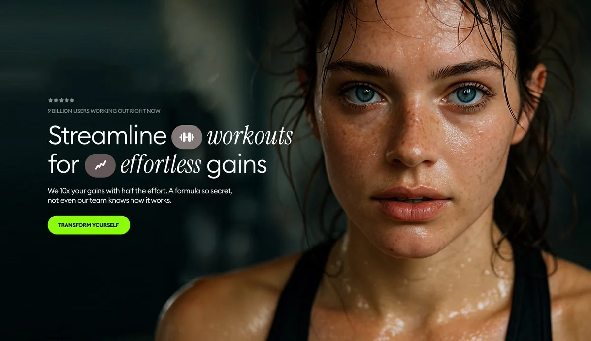 Brand Landing Page - Close-up of a young woman's face after exercise