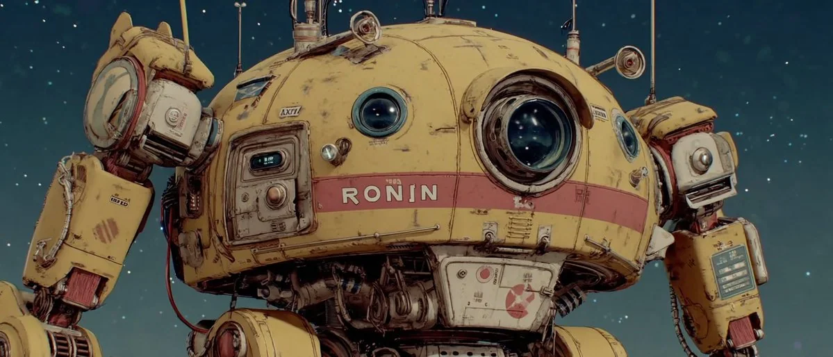 RONIN Yellow Reconnaissance Robot Under the Deep Space Nebula