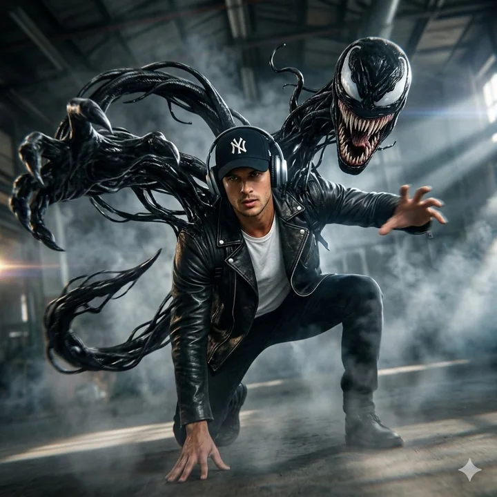 Un blockbuster d'action hollywoodien mettant en scène l'éruption de la symbiote Venom ténébreuse