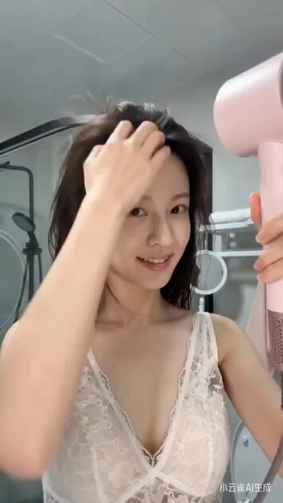 Grande séquence cinématographique dans un salon de bain inspiré du style K-pop, avec une touche de glamour et des angles de prise de vue dynamiques.