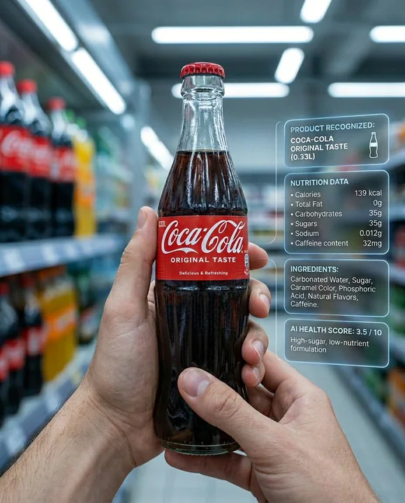 Hyper-realistic future supermarket AI holographic nutrition scanning