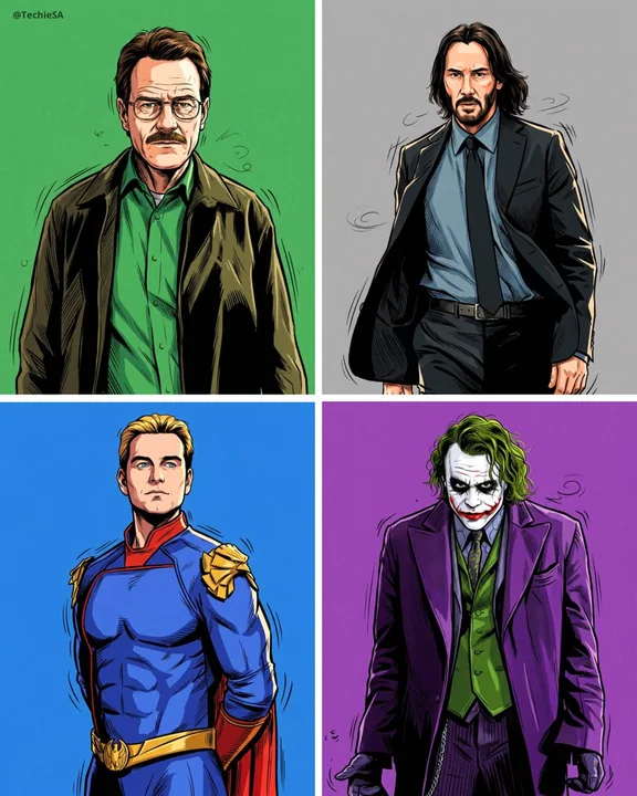 Realistic comic portrait featuring high-contrast bold lines.
