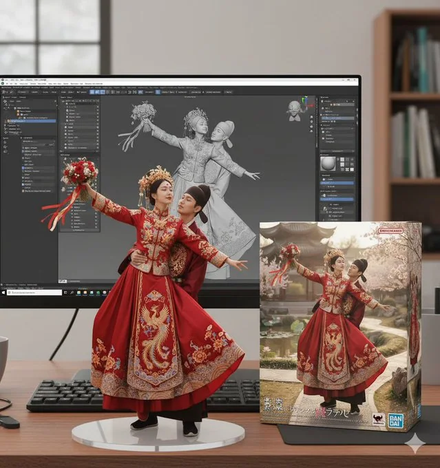 النموذج - شاشة عرض النمذجة بالـ ZBrush وصندوق التغليف من نوع بانداي