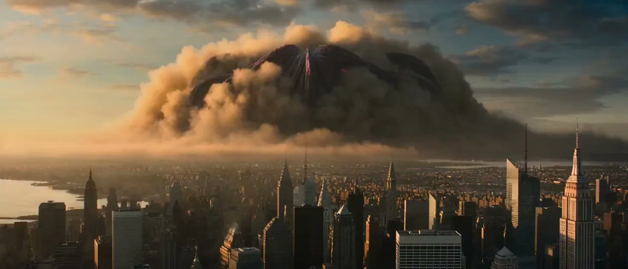 Monstre organique déchu : L'instant de la destruction de la ville
