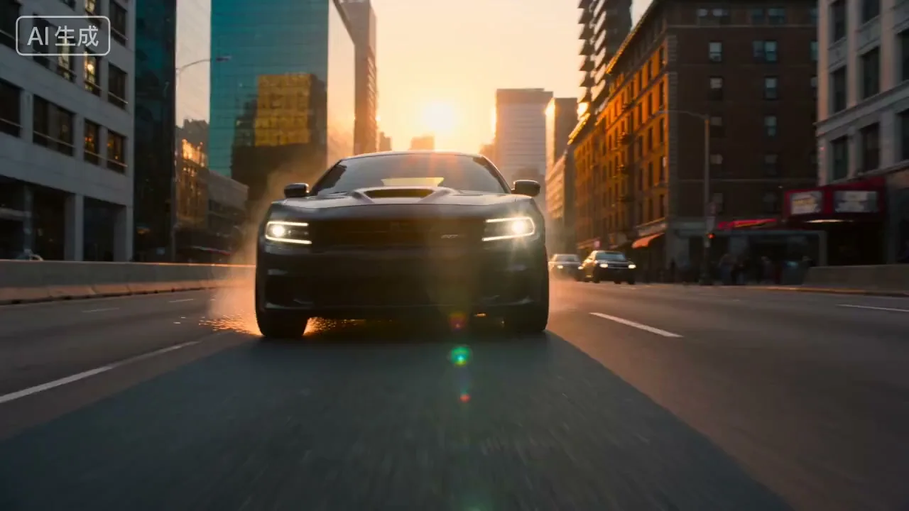 Matte black warhorse galloping during the golden hour