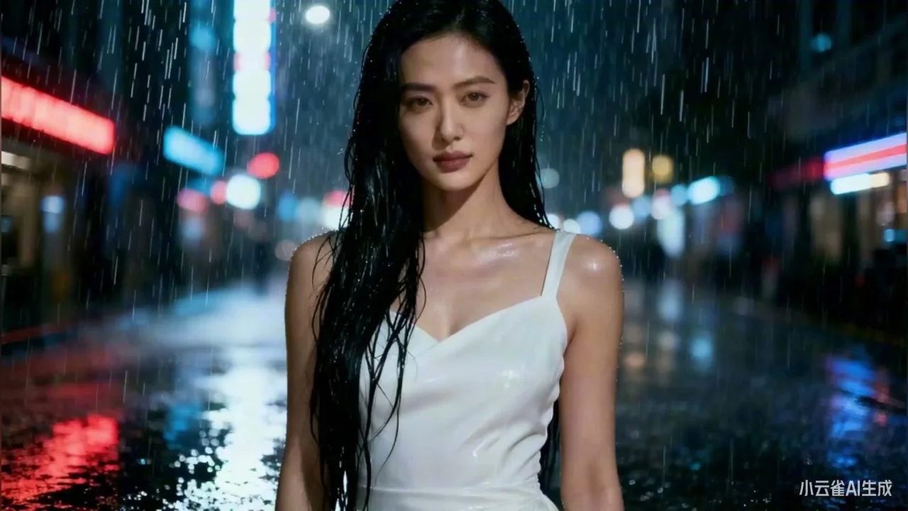 都会美人、雨の夜に赤金色の戦神に変身