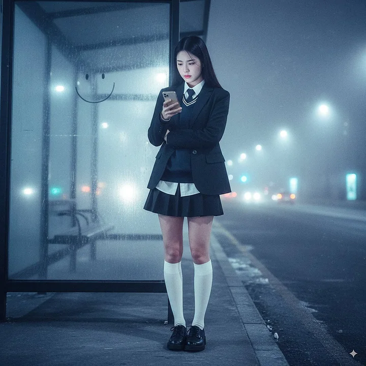 全身の夜景ポートレート