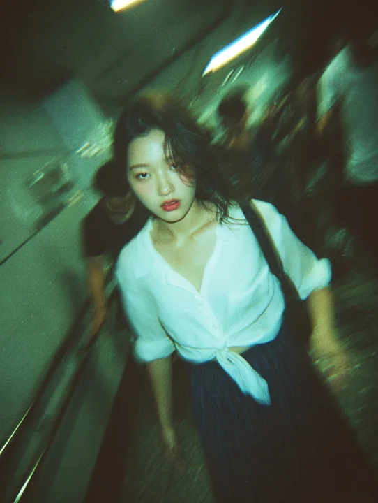 东京地铁楼梯间的美女照片