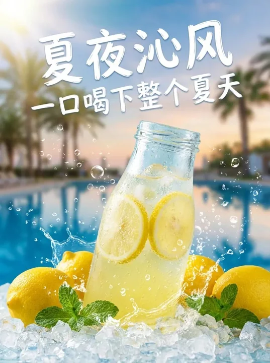 Summer Night Cool Breeze Lemon Sparkling Water E-commerce Main Image Design