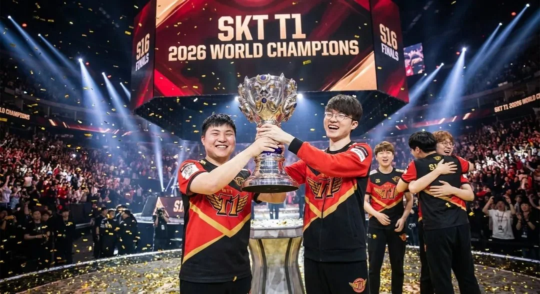巅峰时刻UZI率领SKT众将捧起S16召唤师杯
