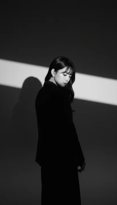 Un portrait studio en noir et blanc dramatique