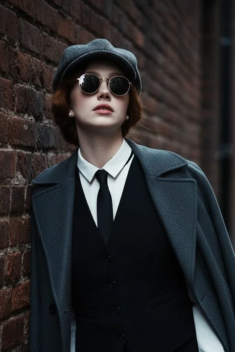Portant un chapeau de journalier et une veste noire