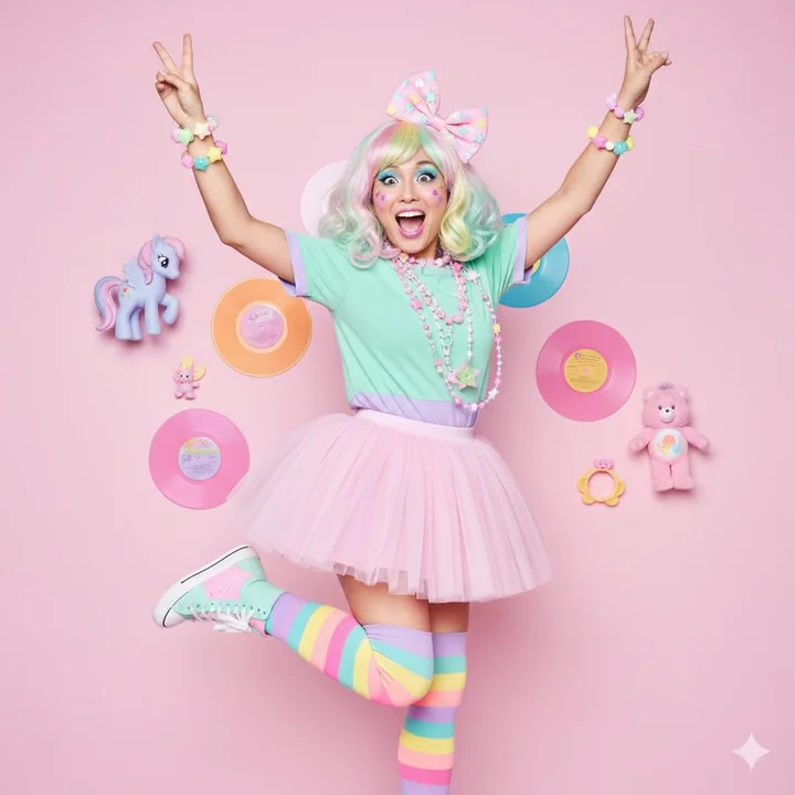染成彩虹颜色头发的女生
