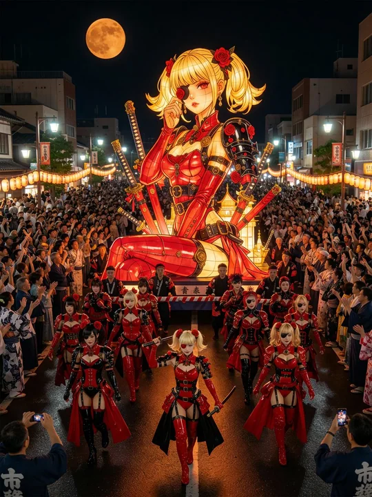 Characters on the large lanterns of the Aomori Nebuta Festival