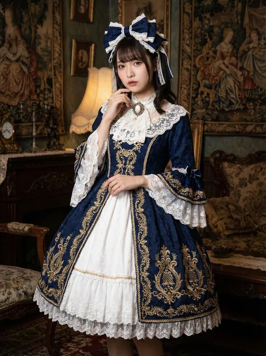 幽蓝巴洛克古典洛丽塔少女