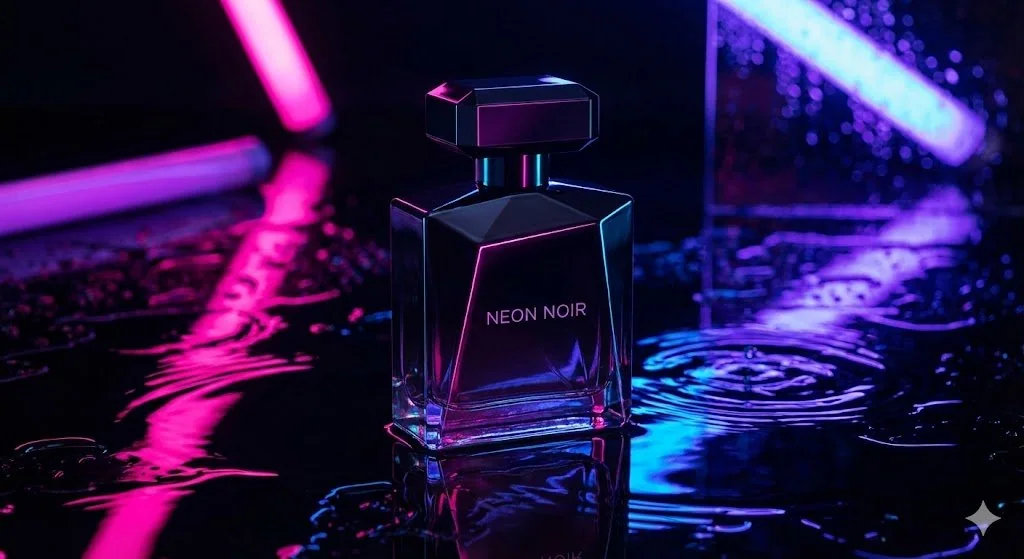 المنتج الفاخر من Neon Light يُظهر تصويرًا لواجهة مرآة مبللة