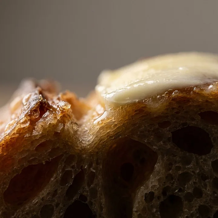 Extreme macro reveals the microtopography and light-shadow texture of food.