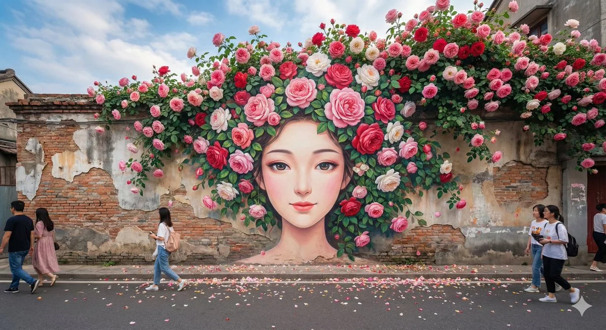 摄影质感极强的街头壁画