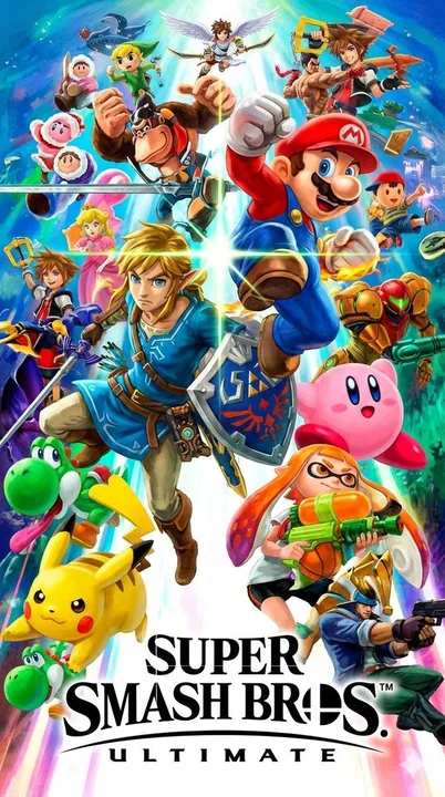 Affiche familiale du jeu Super Smash Bros. de Nintendo