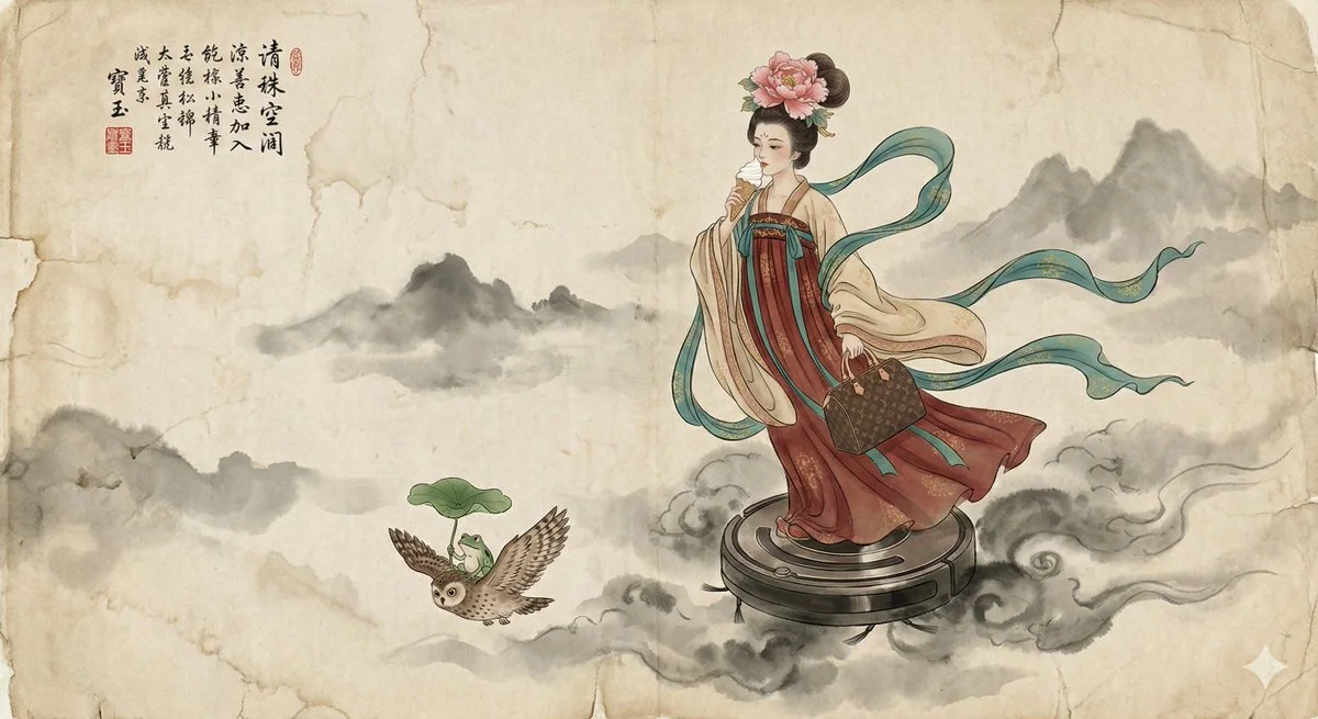 中国传统工笔水墨画——仙女