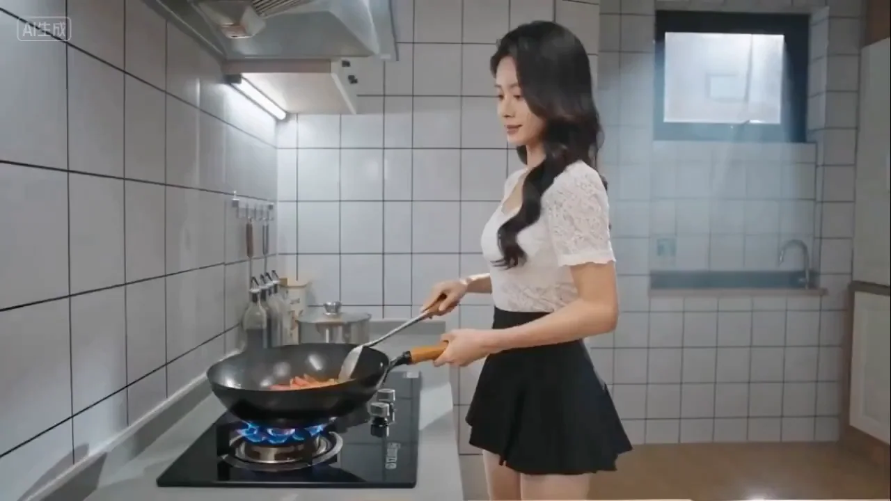 Slow-motion lighting and shadow kung fu cooking art