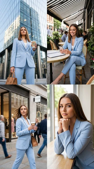 A coherent collage composed of four fashion lifestyle scenes