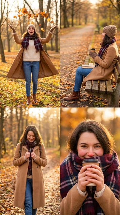 Un collage composé de quatre scènes de vie mode.