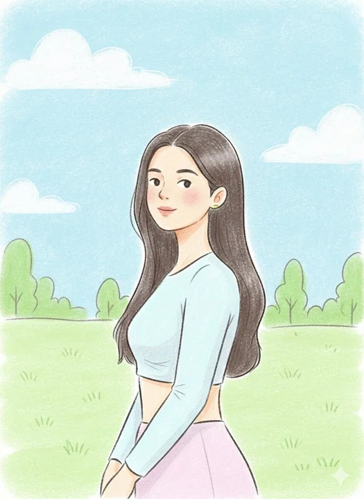 温暖治愈的粉彩手绘风公园清新侧颜