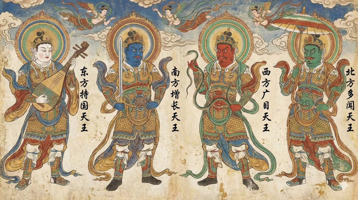 敦煌遗韵:威严赫赫的四大天王全景图