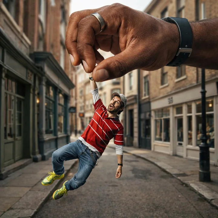 Surreal Street Displacement: Microscopic Adventures on the Tip of Your Fingers