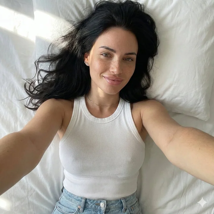 Woman lying on back self-portrait photo