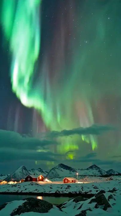 Healing Eastern Girl Under the Aurora of the Arctic Circle