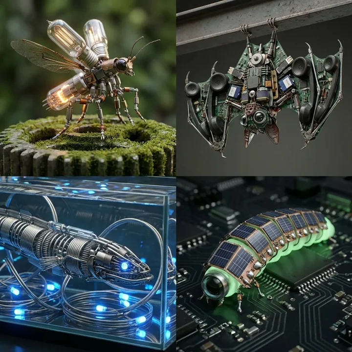 電子部品再構成のバイオミミクリー機械獣図鑑