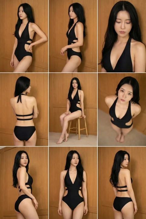Nine-grid same character multi-angle random pose setup