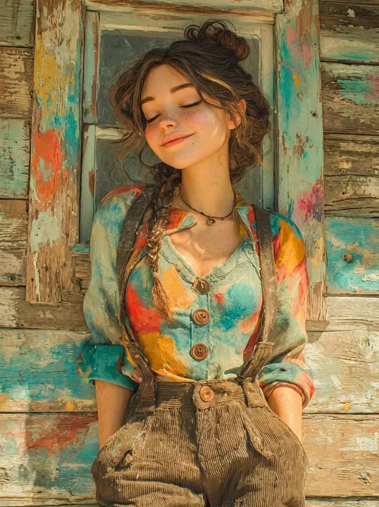 梦幻光影下的复古穿搭文艺少女