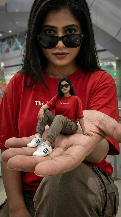 电影质感巨掌托举迷你自我的视觉奇观