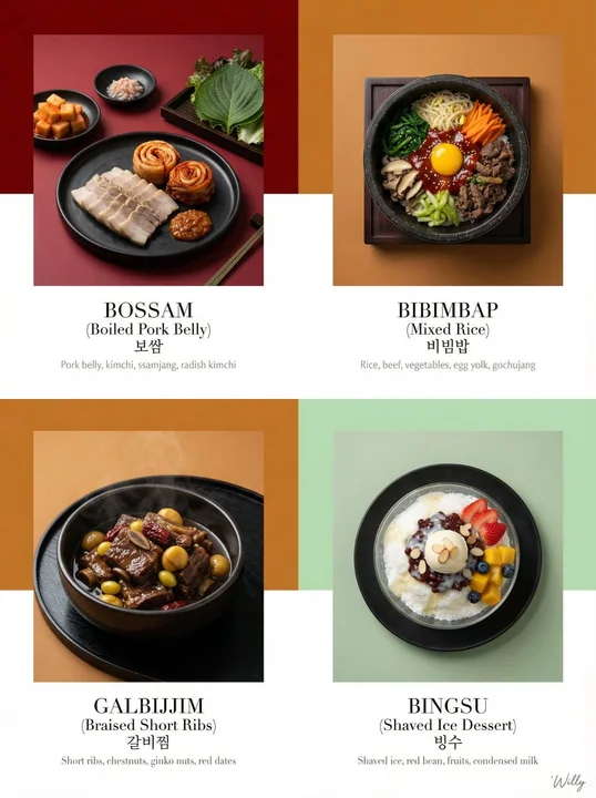 奢华韩式品鉴菜单杂志级排版设计