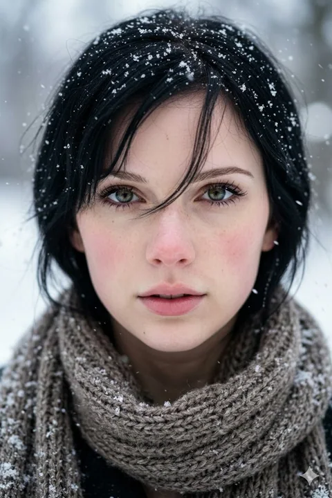 漫天飞雪中绝美迷人的超写实冬日人像