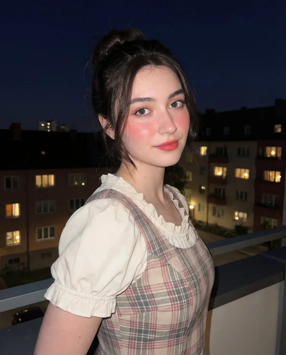 夜幕闪光灯下的复古田园少女