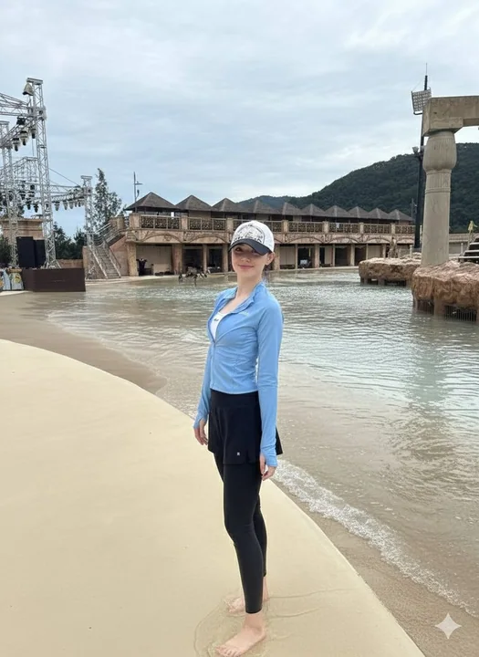 泰式水上乐园的电影感光影少女