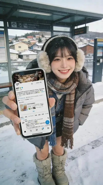 Girl shows her phone photo