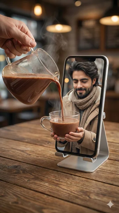Hot Chocolate Across Dimensions: Heartwarming Moments Where Virtual and Real Intertwine